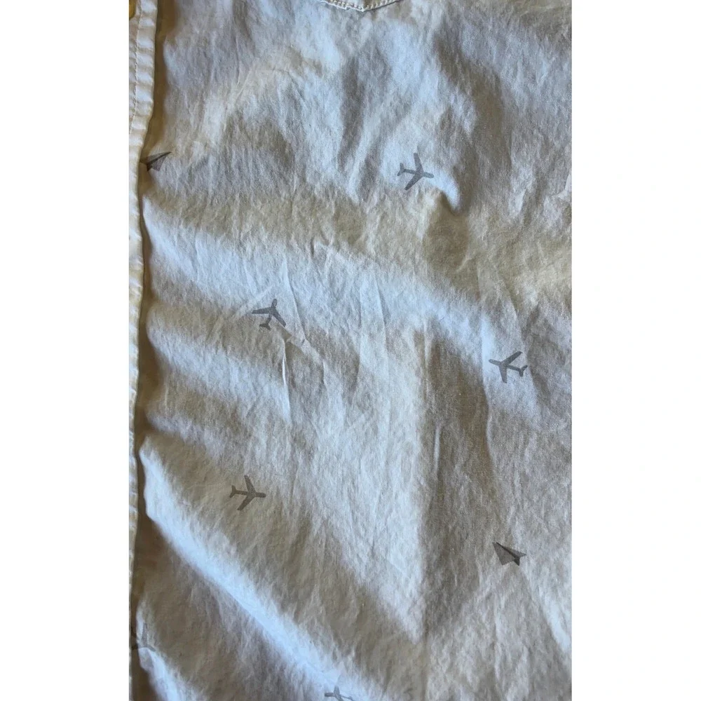 Banana Republic Mens Luxe Poplin Airplane Print Shirt Size M Tall Slim Fit Pilot